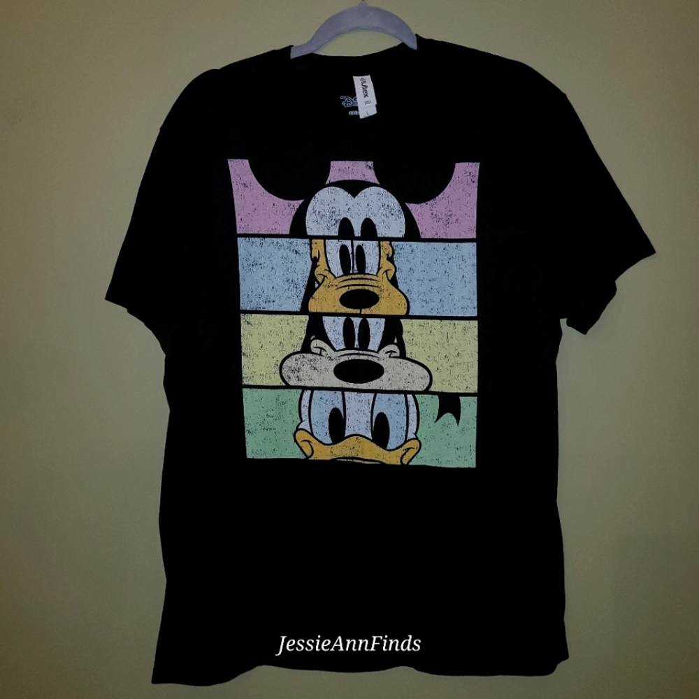 Disney Mickey & Friends Comic Panels Black Graphic Short Sleeve T-shirt Size L